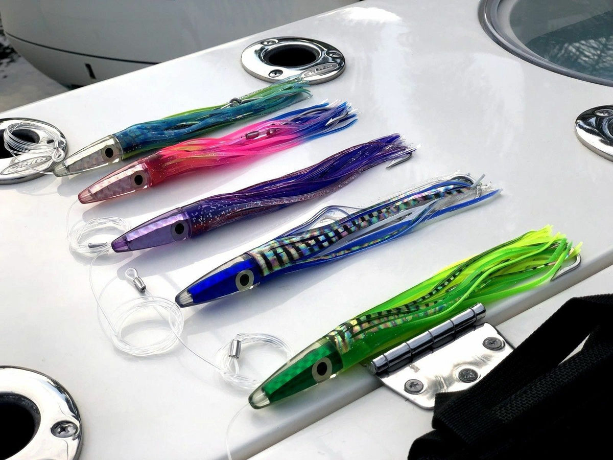 Honu 5pc Set 5.5 Soft Head Saltwater Trolling Lures with bag